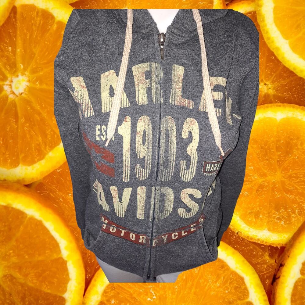 Laugerman's Harley Davidson Full Zip Vintage Style Hoodie Size XS